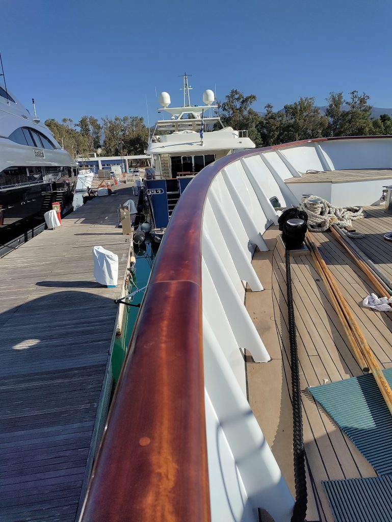 Yacht teak cap rail project