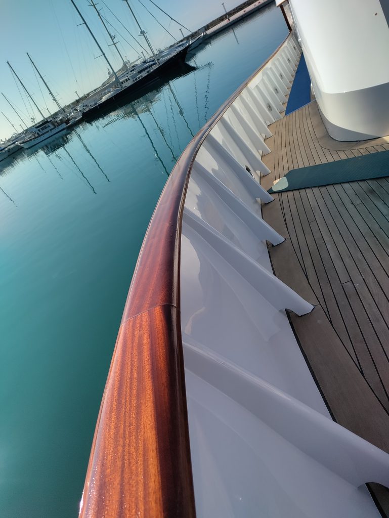Yacht teak cap rail project