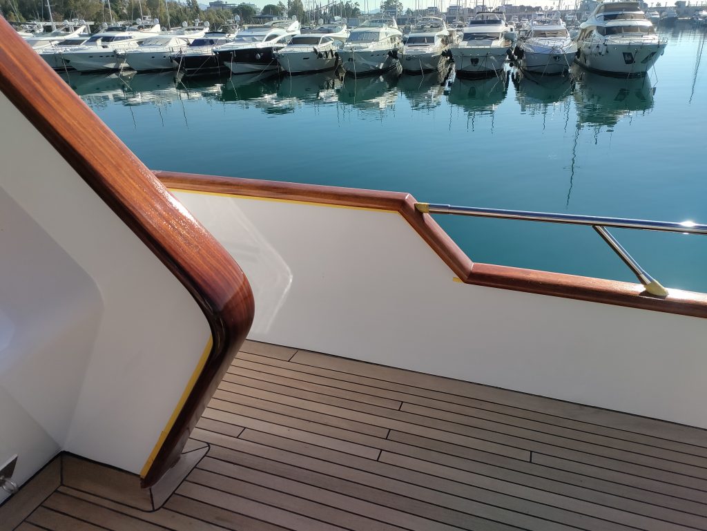 Yacht teak cap rail project